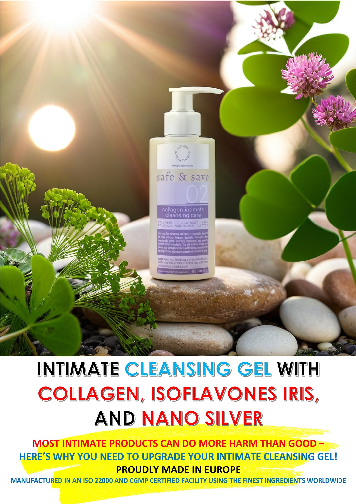 INTIMATE CLEANSING GEL WITH COLLAGEN, ISOFLAVONES IRIS, AND NANO SILVER