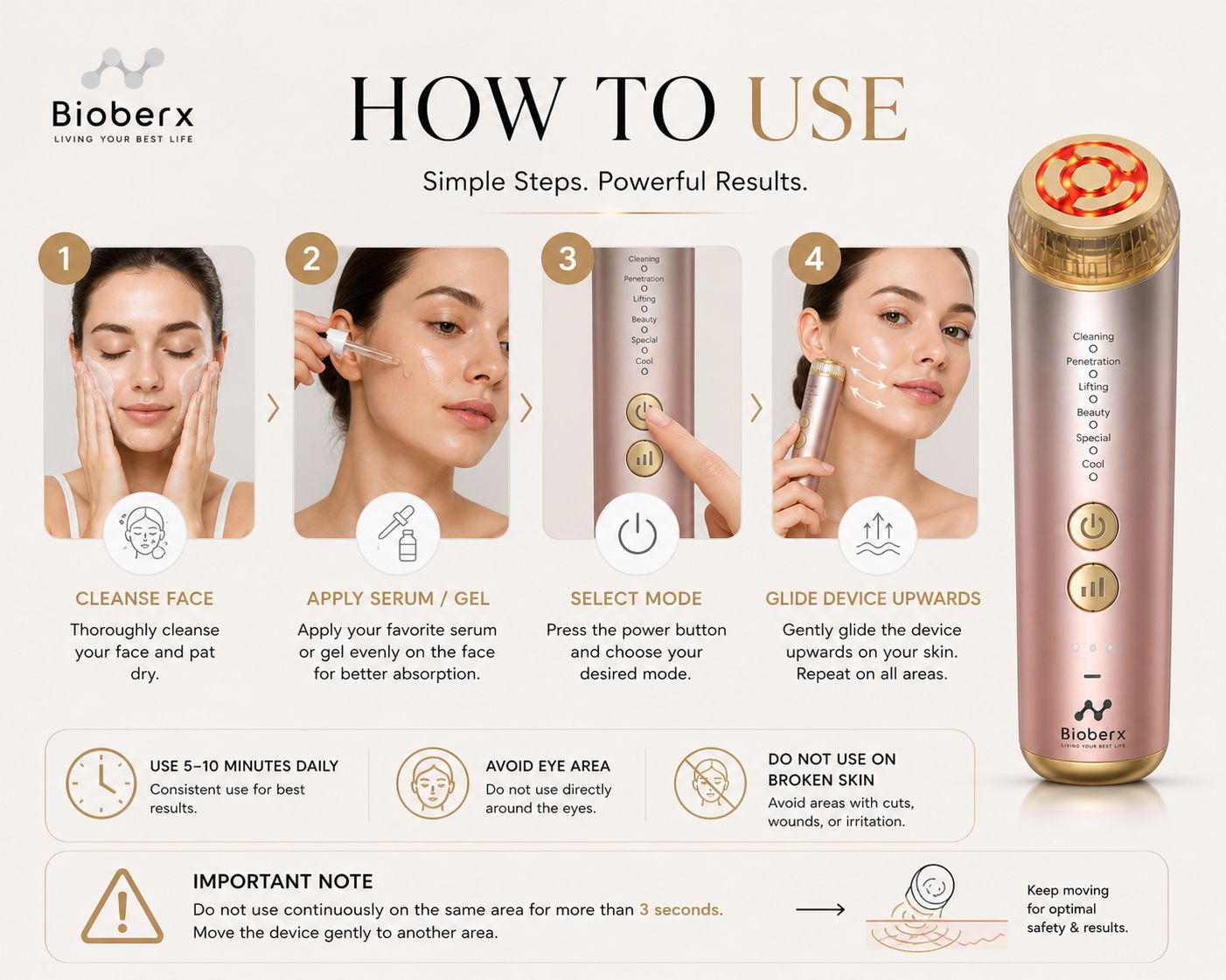 Bioberx RadianceLift Pro Multifunction Beauty Device | Lift, Glow & Deep Absorption Technology