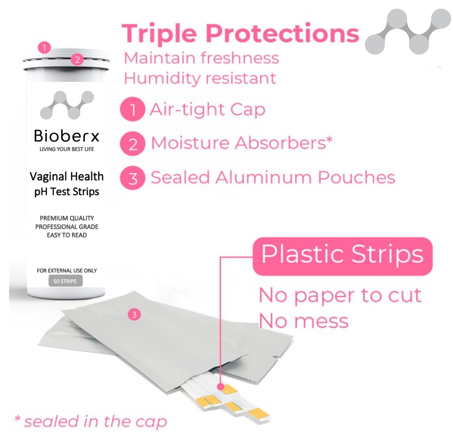 BIOBERX Vaginal Health pH Test Strips (50 Strips) | Feminine pH Test, Value Pack | Monitor Vaginal Intimate Health & Prevent Infection | Accurate Acidity & Alkalinity Balance | Premium Quality, Professional Grade, Easy to Read