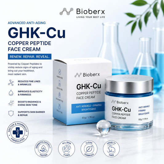 Bioberx GHK-Cu Copper Peptide Face Cream - Anti-aging, Firming & Skin Repair (50g)