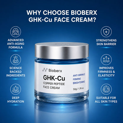 Bioberx GHK-Cu Copper Peptide Face Cream - Anti-aging, Firming & Skin Repair (50g)