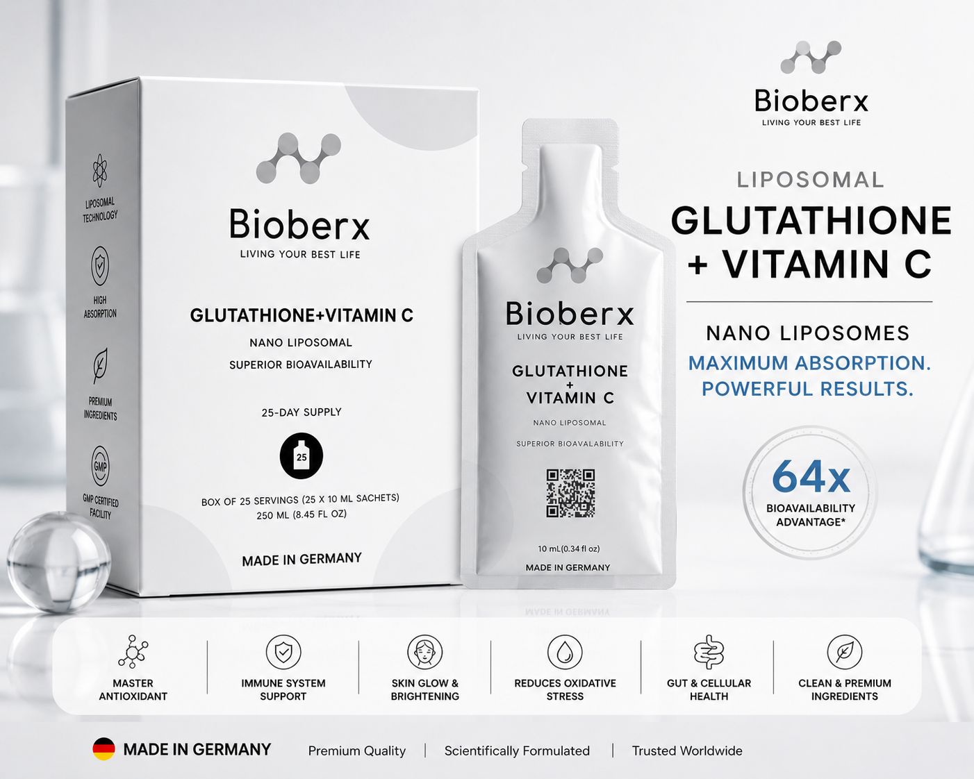 Liposomal Glutathione + Vitamin C | 64x Absorption | Bioberx Nano Liposomes  – BIOBERX