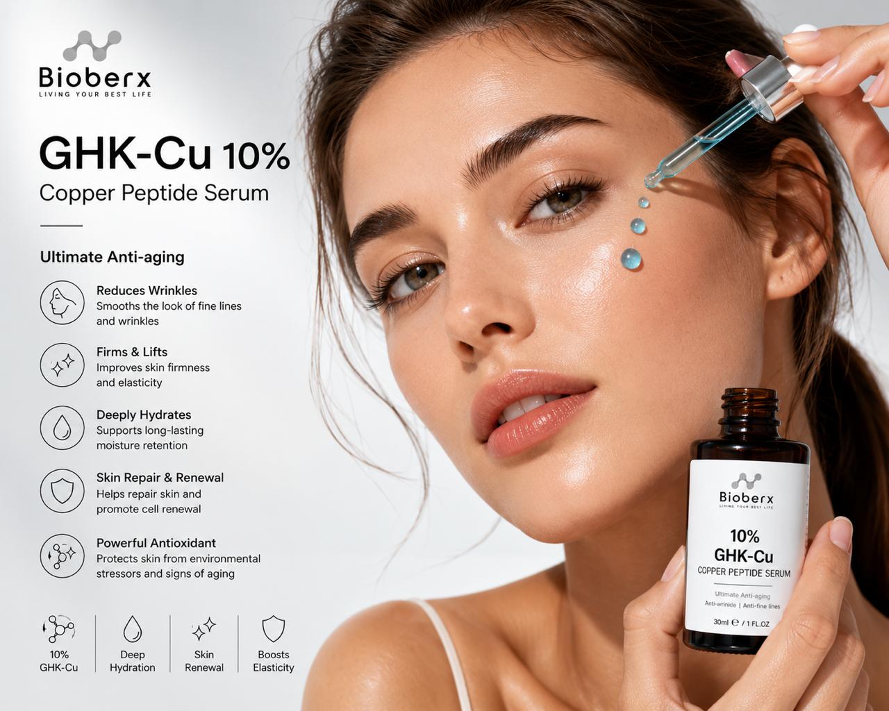 Bioberx 10% GHK-Cu Copper Peptide Serum | Ultimate Anti-Aging &amp; Skin Repair Formula (30mL)