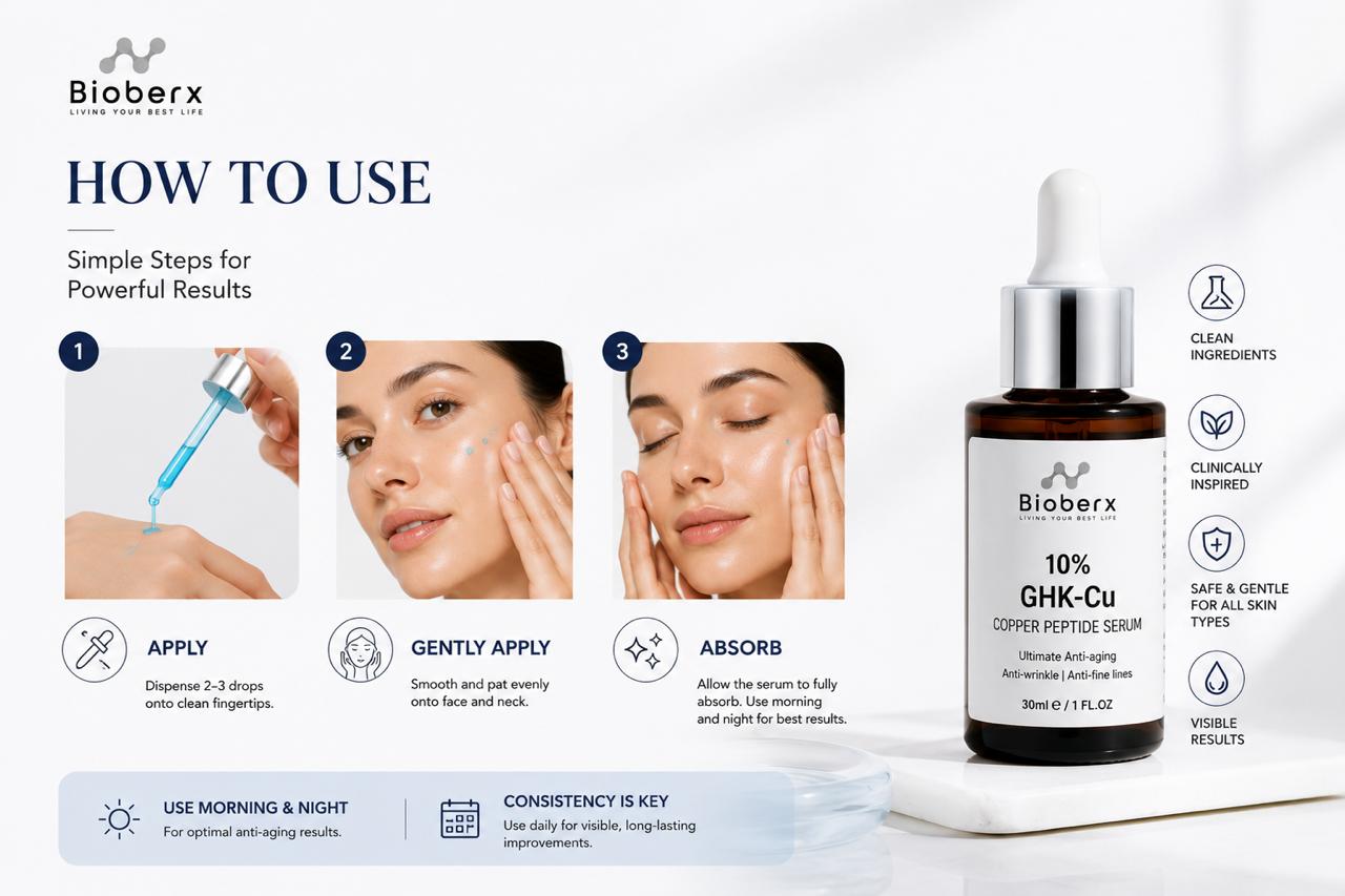 Bioberx 10% GHK-Cu Copper Peptide Serum | Ultimate Anti-Aging &amp; Skin Repair Formula (30mL)